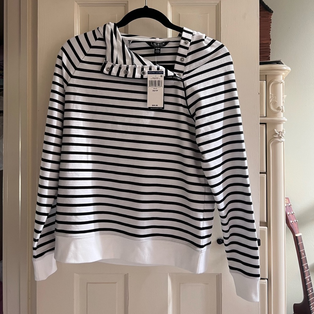 Ralph Lauren black and white stripped hooded sweater